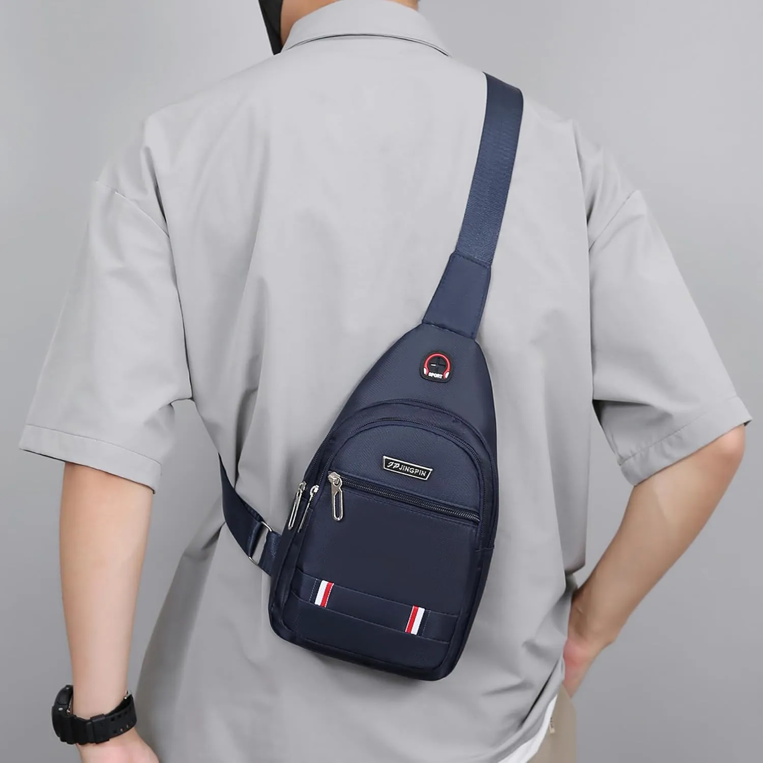 Small Multipurpose Crossbody Sling Backpack Waterproof Sling Gym Bag Travel Hiking Chest Bag Daypack for Men Women (Dark blue)