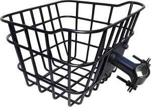 Small Scooter Basket with Fixed Holder - Rust-Resistant Front Mount for Electric & Kick Scooters - 50LB Capacity Fits Bikes, Tricycles, Knee Scooters - Unisex Design