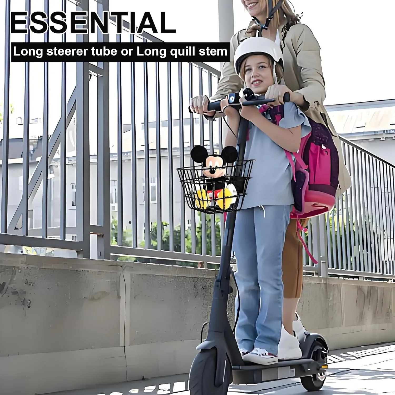 Small Scooter Basket with Fixed Holder - Rust-Resistant Front Mount for Electric & Kick Scooters - 50LB Capacity Fits Bikes, Tricycles, Knee Scooters - Unisex Design