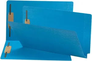 Smead End Tab Fastener File Folder, Shelf-Master® Reinforced Straight-Cut Tab, 2 Fasteners, Legal Size, Blue, 50 per Box (28040)