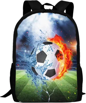 Soccer Backpack, Simple and Aesthetic Bookbag for Women Men, Lightweight Adjustable Black Backpack for Travel Outdoor Sports, Large Capacity Laptop Bag for Business Office
