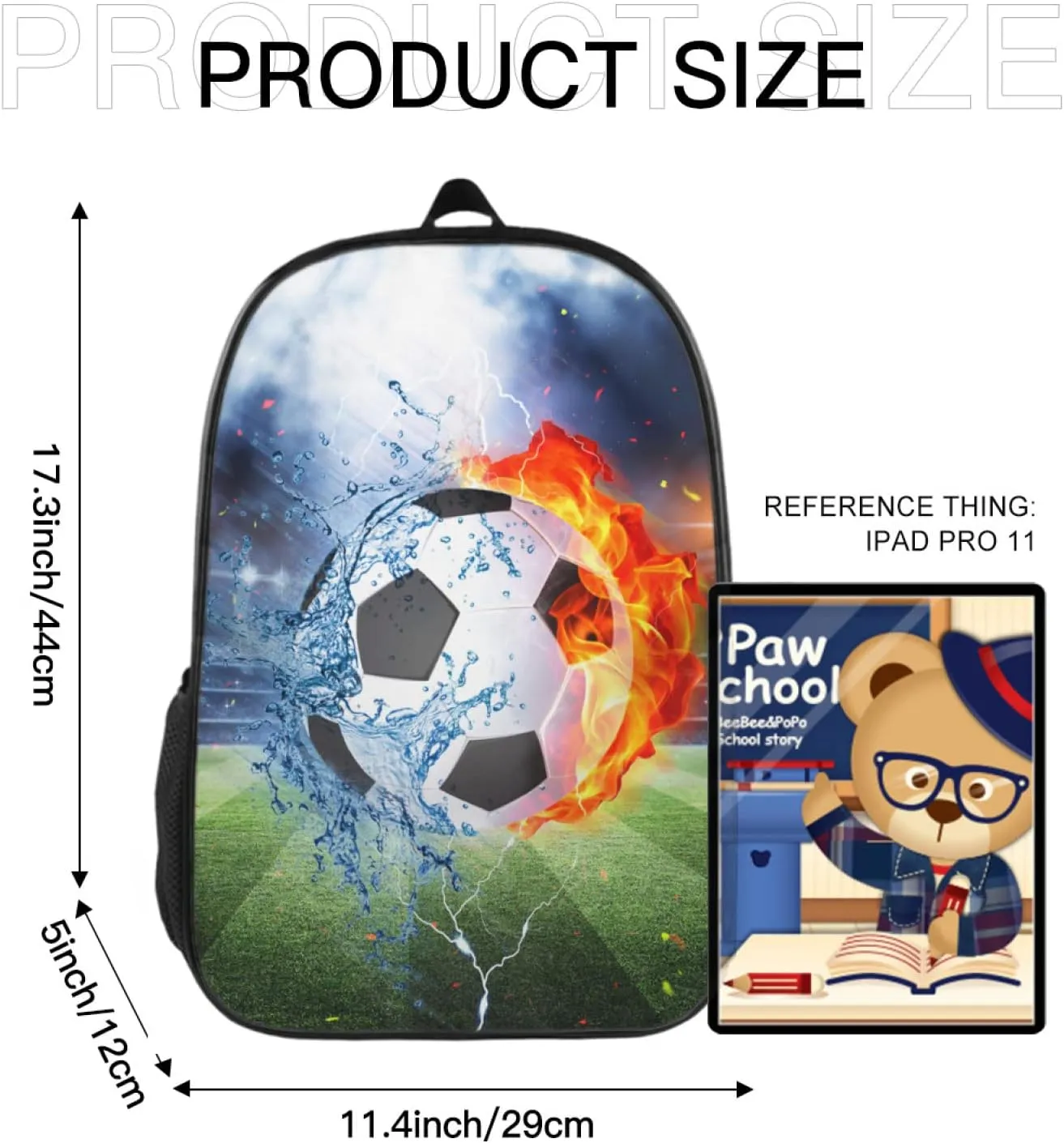 Soccer Backpack, Simple and Aesthetic Bookbag for Women Men, Lightweight Adjustable Black Backpack for Travel Outdoor Sports, Large Capacity Laptop Bag for Business Office