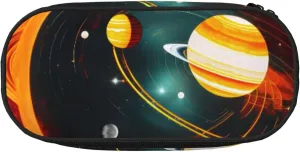 Solar System Jupiter Saturn print Functional Stationery Pouch Portable Pencil Bags Pencil case, Lightweight Pencil Pouch