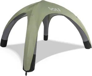 SOLI Inflatable Shade Air Canopy - Quick Self-Inflating Sun Shelter with Air Pump, UPF 50  Sun Protection, Travel-Friendly, Stable Anchors for Beach, Camping & Backyard Use (Sage Green) - 10 ft