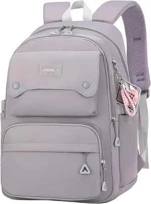 Solid Color Kids Backpack for Teens Girls, Multi-pocket School Bag Girls Backpack