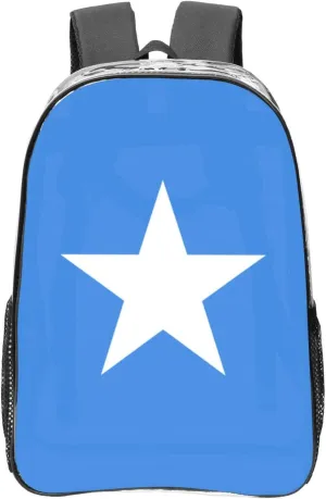 Somali Flag Transparent Backpack-16-Inch Pvc Clear Backpack With Side Pockets,Black