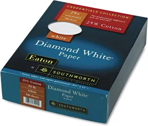 Southworth 25% Cotton Business Paper, 8.5" x 11", 24 lb/90 GSM, Diamond White, 500 Sheets - Packaging May Vary (31-224-10)