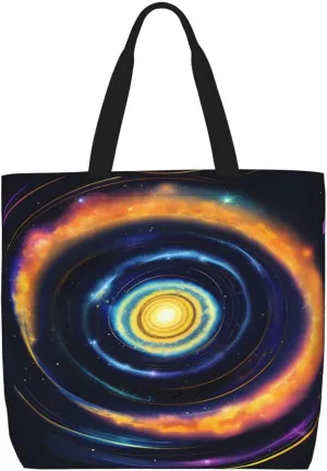 Space Spiral Cosmic Energy Print Tote Bag,Multi-functional Reusable,Lightweight Crossbody,Work,Travel,Everyday Use