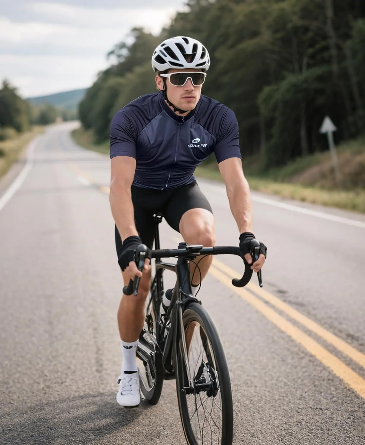 sponeed Men's Cycling Jerseys Tops Biking Shirts Short Sleeve Bike Clothing Full Zipper Bicycle Jacket with Pockets