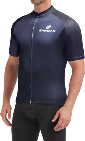 sponeed Men's Cycling Jerseys Tops Biking Shirts Short Sleeve Bike Clothing Full Zipper Bicycle Jacket with Pockets