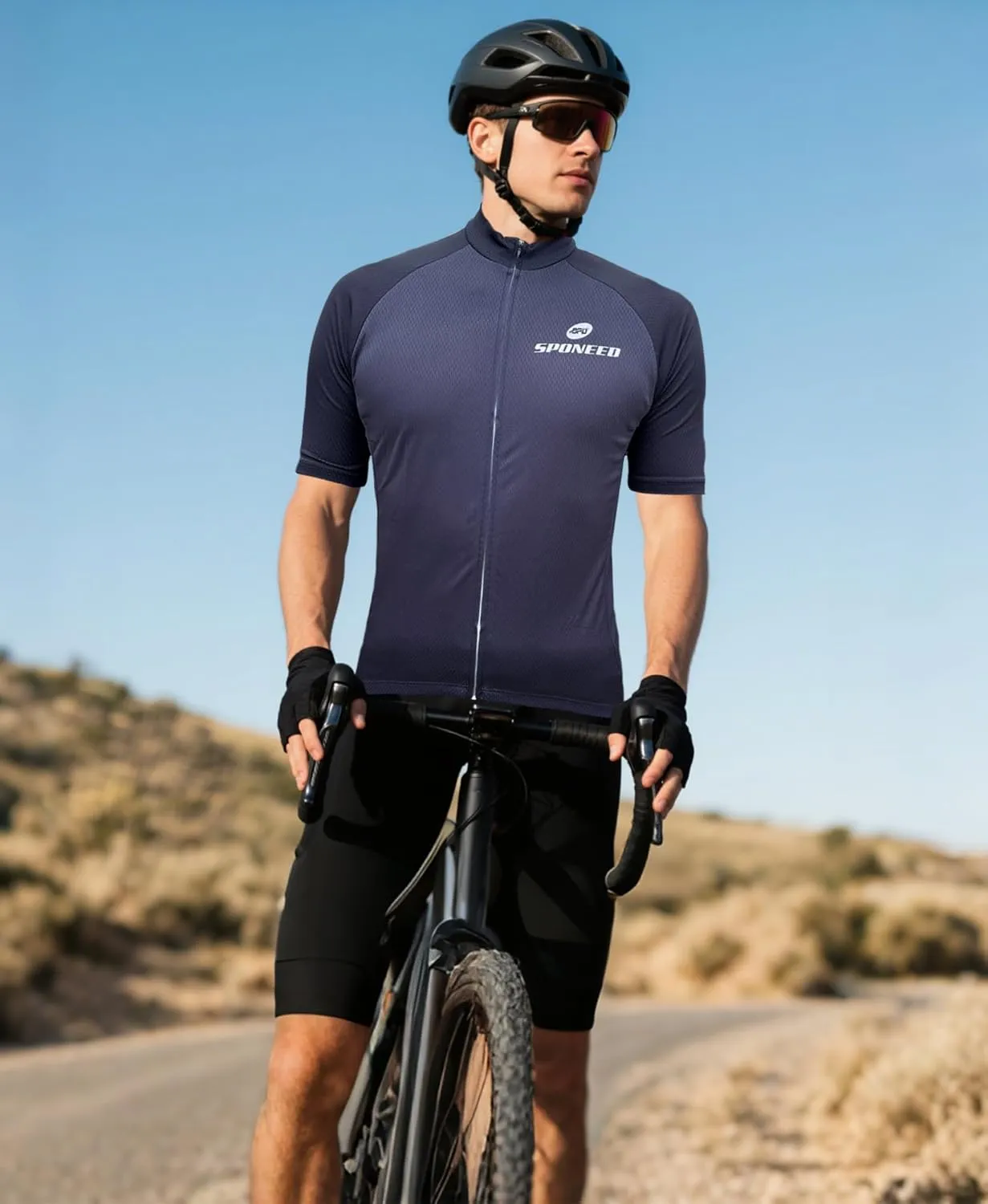sponeed Men's Cycling Jerseys Tops Biking Shirts Short Sleeve Bike Clothing Full Zipper Bicycle Jacket with Pockets