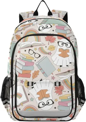 Spooky Maple Rainbow Backpack for Boys Girls Elementary School Bag Kids Bookbag Travel Rucksack With Reflective Stripes