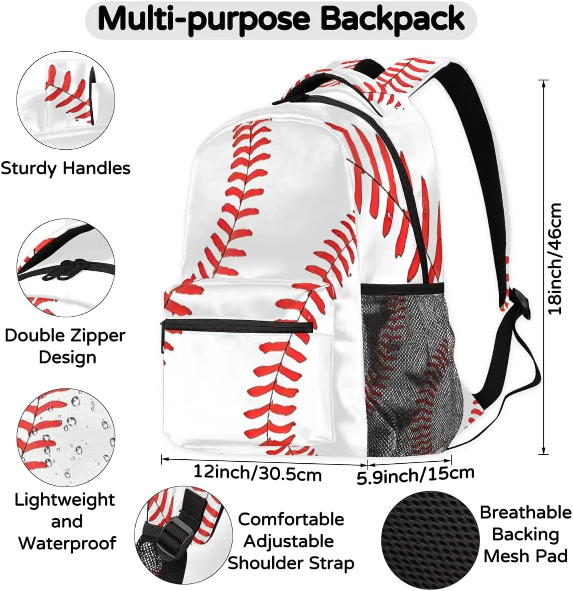 Sports Backpack for Boys, 18 Inch Basketball Print Travel Backpack