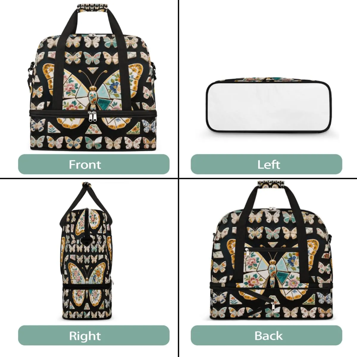 Sports Gym Bag Butterfly Pattern Creative Large Travel Duffel Bag With Shoe Compartment Foldable Waterproof Carry-On Weekend Travel Bags for Camping Overnight Yoga Hospital Travel Bags