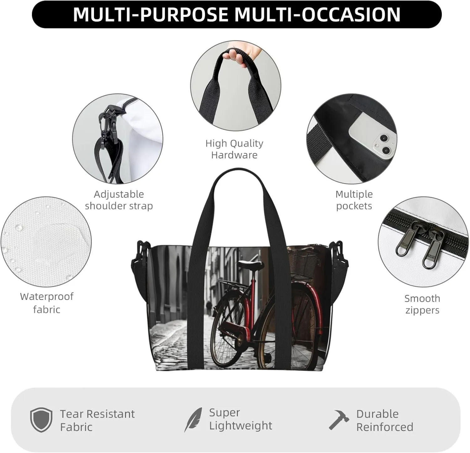 Sports Gym Bag for Women Men Travel Duffel Bag Tote Weekender Bag Carry on Overnight Bag for Travel Swimming Fitness Workout Sports Street Bicycle Duffle Bag