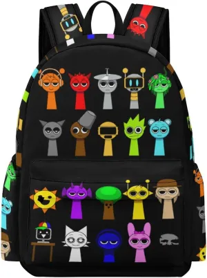 sprunki Backpack 16.5 Inch Single Compartment Double Shoulder Cartoon Cute Travel Backpack Lightweight