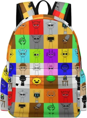 sprunki Backpack 16.5 Inch Single Compartment Double Shoulder Cartoon Cute Travel Backpack Lightweight