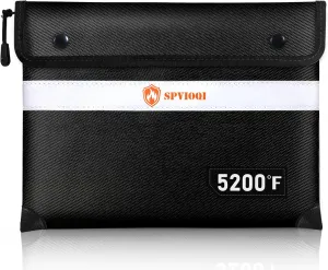 SPVIOQI Upgraded 5200°F Fireproof Document Bag, Fireproof Bag with Zipper/Reflective Strip, 8 Layers of Heat Insulated Materials, Fireproof Money Bag for Cash/Documents, Water Resistant Fire proof Bag