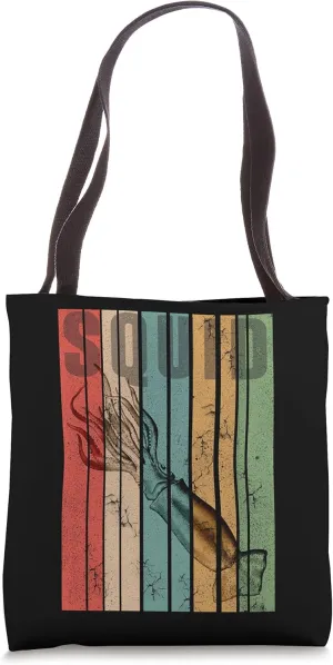 Squid Retro Vintage Stripes Ocean Wildlife Lover Scuba Diver Tote Bag