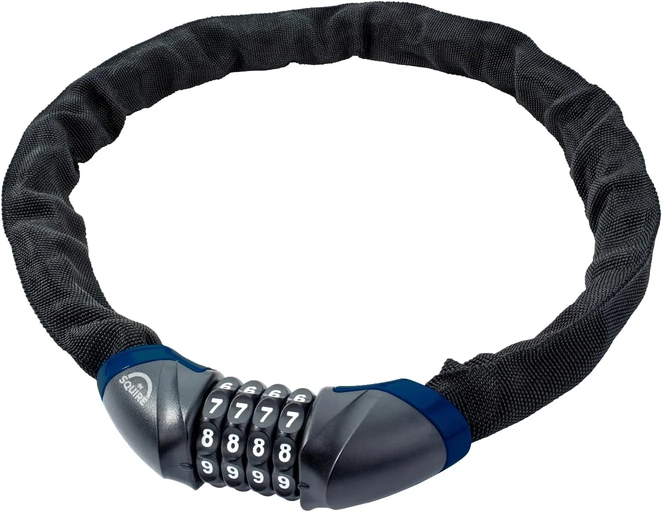 Squire Locks Kilda Combi CN 6/900 Integrated Bicycle Lock & Chain – 4-Wheel Combination Bike Chain Lock – Tough Bike Lock Chain – 900 mm Locking Length – 6 mm Diameter Hardened Steel Links