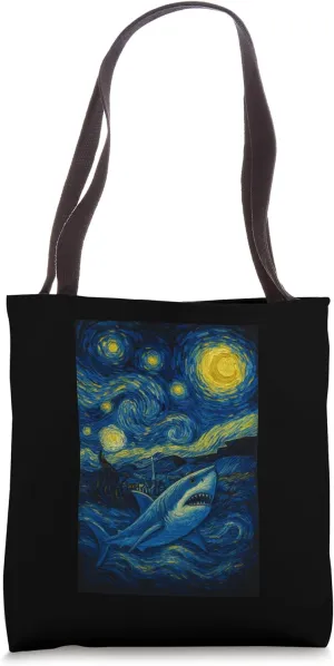 Starry Night Shark - Wildlife Sea Lover Marine Biology Tote Bag