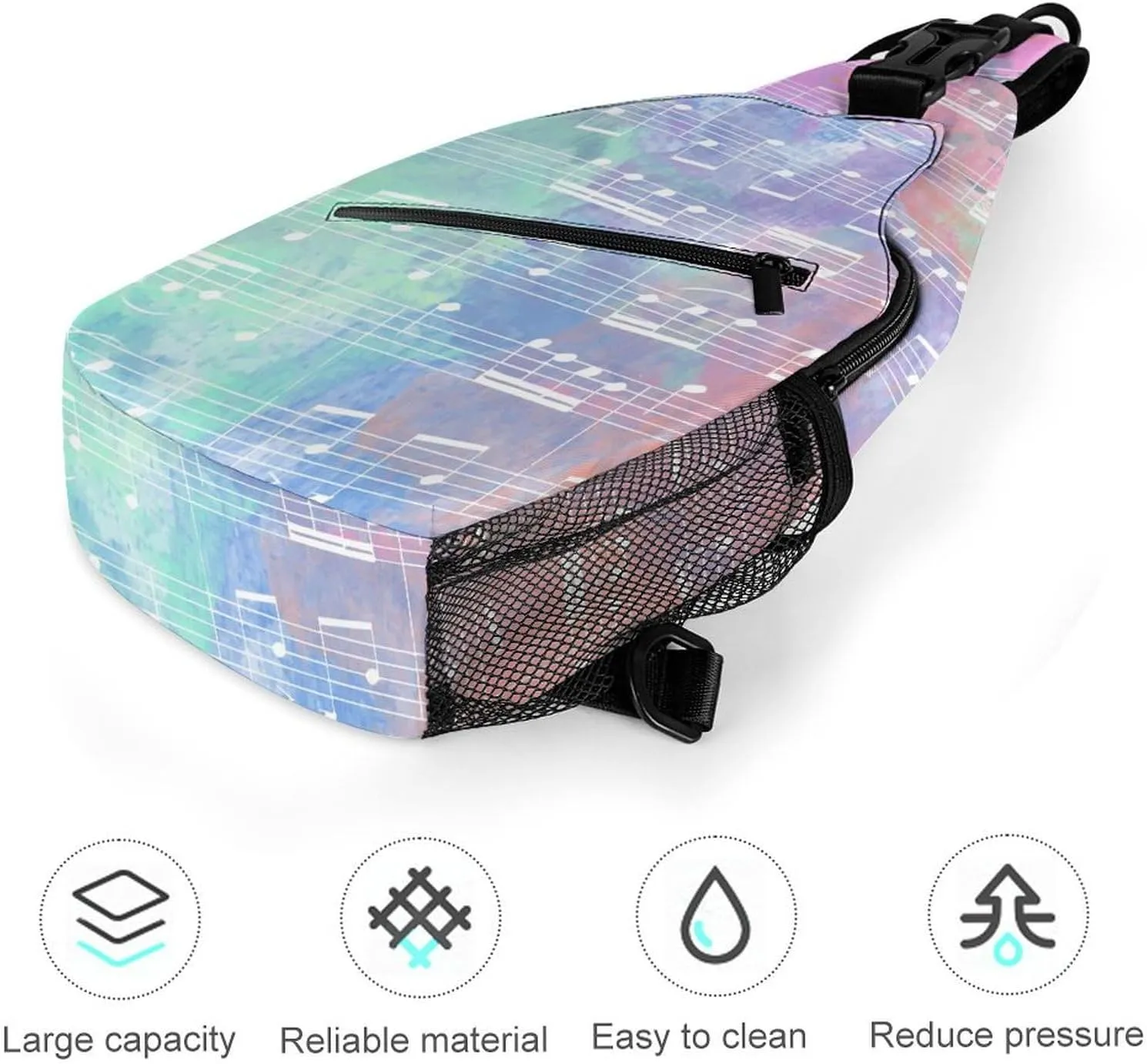 Stave-with-watercolor Pattern Crossbody Sling Bag for Women Men Travel Chest Bag, Cycling Shoulder Backpack