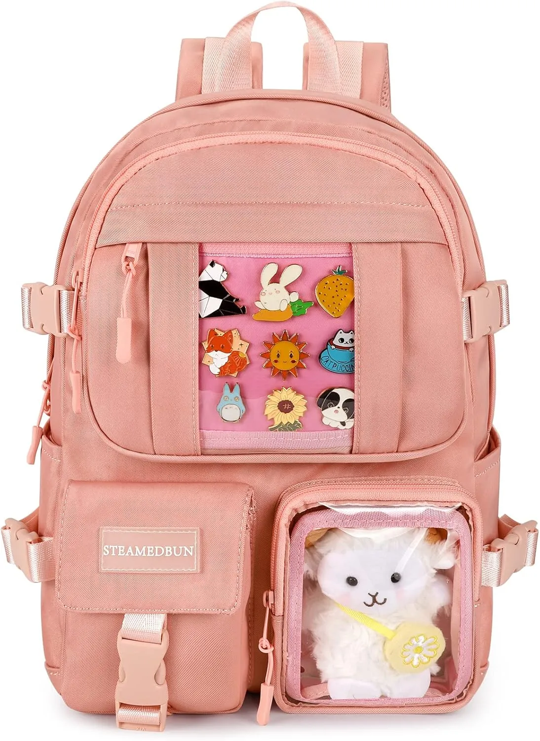 STEAMEDBUN Kawaii Backpack Cute Aesthetic Backpack for Girls,Ita Backpack with Inserts for School (without pins)