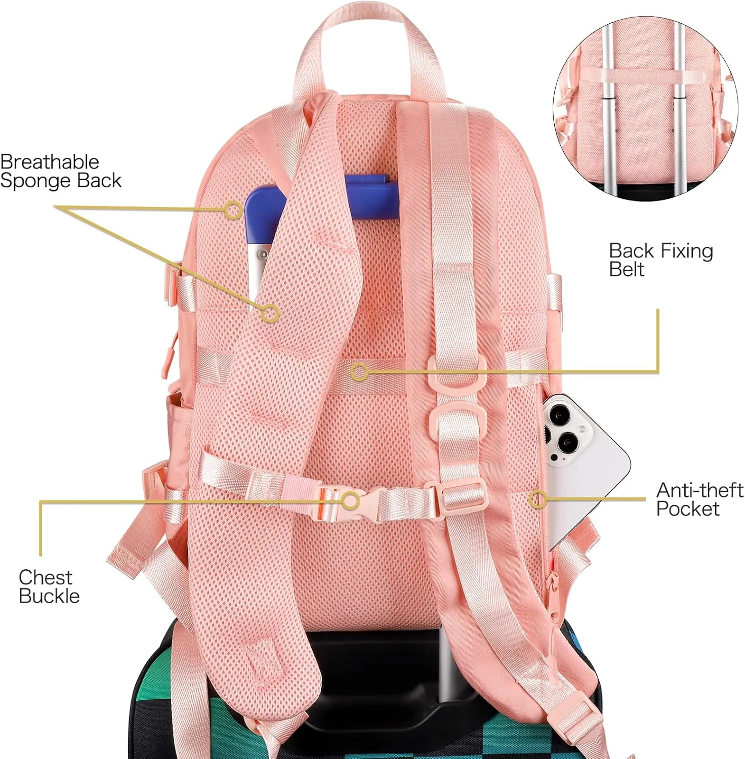 STEAMEDBUN Kawaii Backpack Cute Aesthetic Backpack for Girls,Ita Backpack with Inserts for School (without pins)