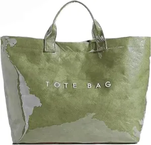 Stellaya Womens Letters Print Tote Bag, Women's PVC Kraft Paper Tote Bag, Large Shopping Hobo Handbag
