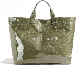 Stellaya Womens Letters Print Tote Bag, Women's PVC Kraft Paper Tote Bag, Large Shopping Hobo Handbag