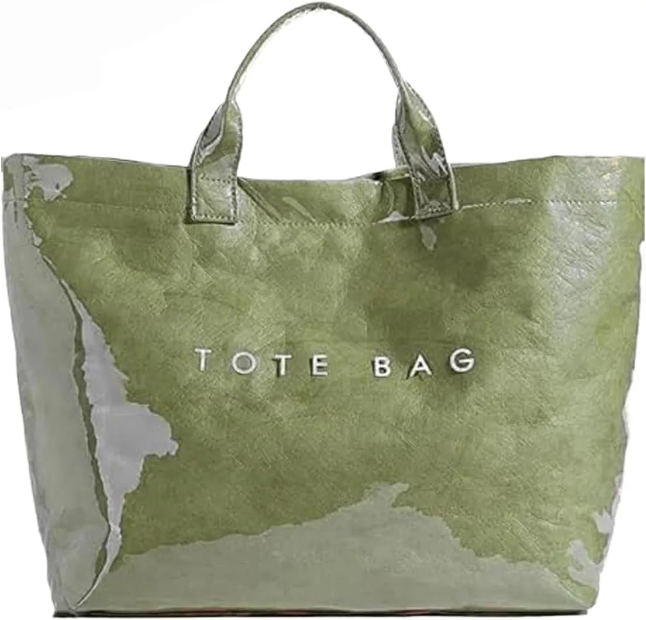 Stellaya Womens Letters Print Tote Bag, Women's PVC Kraft Paper Tote Bag, Large Shopping Hobo Handbag