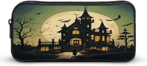 Stylish Large Pencil Case Black Haunted Mansion Printed, Big Capacity Pencil Pouch Stationery Pen Bag, Storage High Capacity Bag Pouch Holder Box Organizer, Marker Pen Case for Women & Men