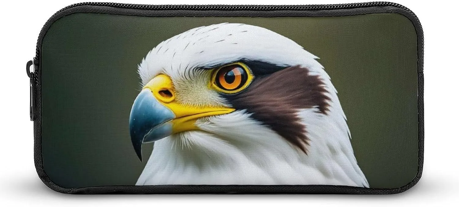 Stylish Large Pencil Case Spear Falcon, White Eagle Printed, Big Capacity Pencil Pouch Stationery Pen Bag, Storage High Capacity Bag Pouch Holder Box Organizer, Marker Pen Case for Women & Men