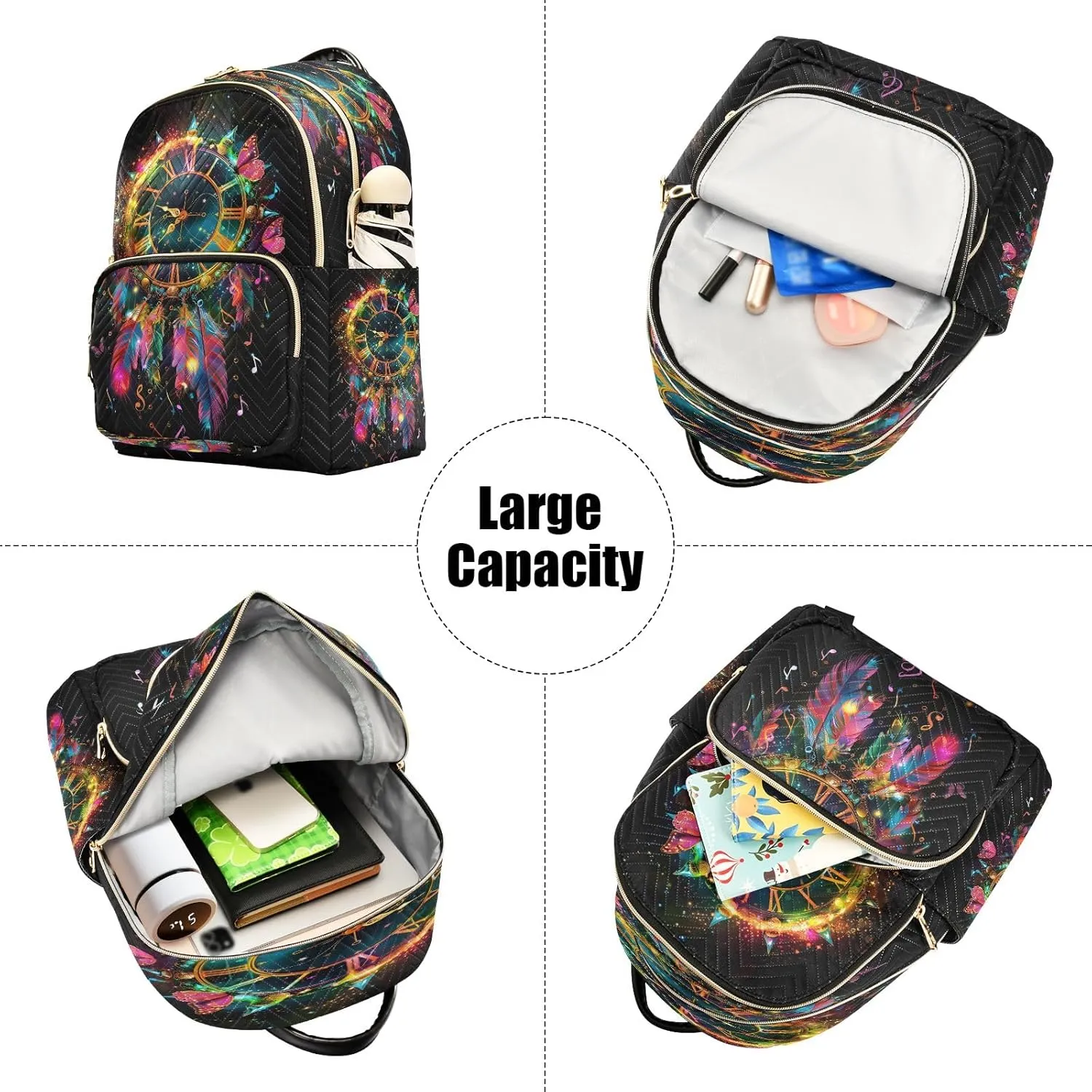 SUABO A Clock with Roman Numerals Backpack Purse Ladies Rucksack Travel Shoulder Bag Casual Daily Backpack