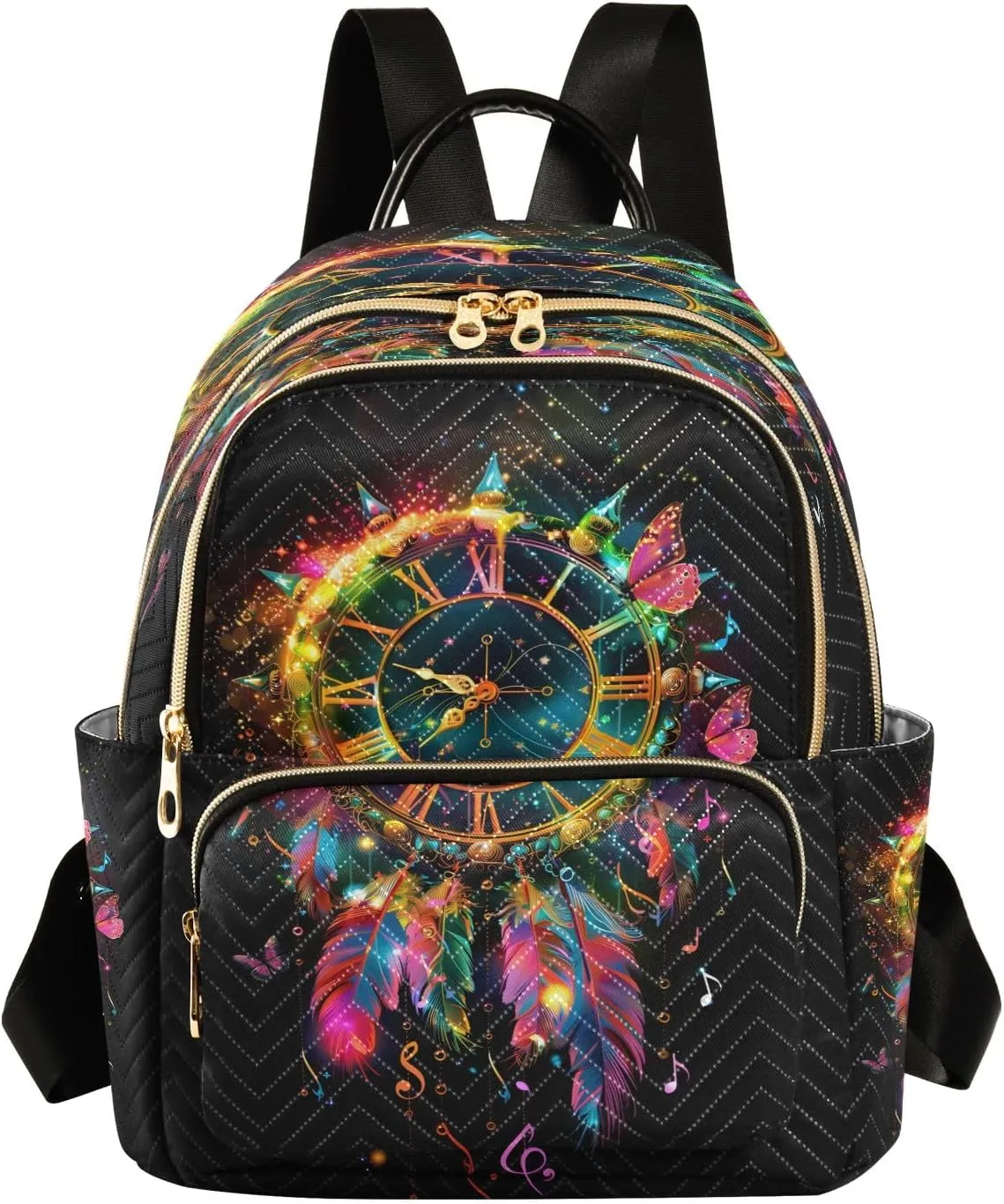 SUABO A Clock with Roman Numerals Backpack Purse Ladies Rucksack Travel Shoulder Bag Casual Daily Backpack