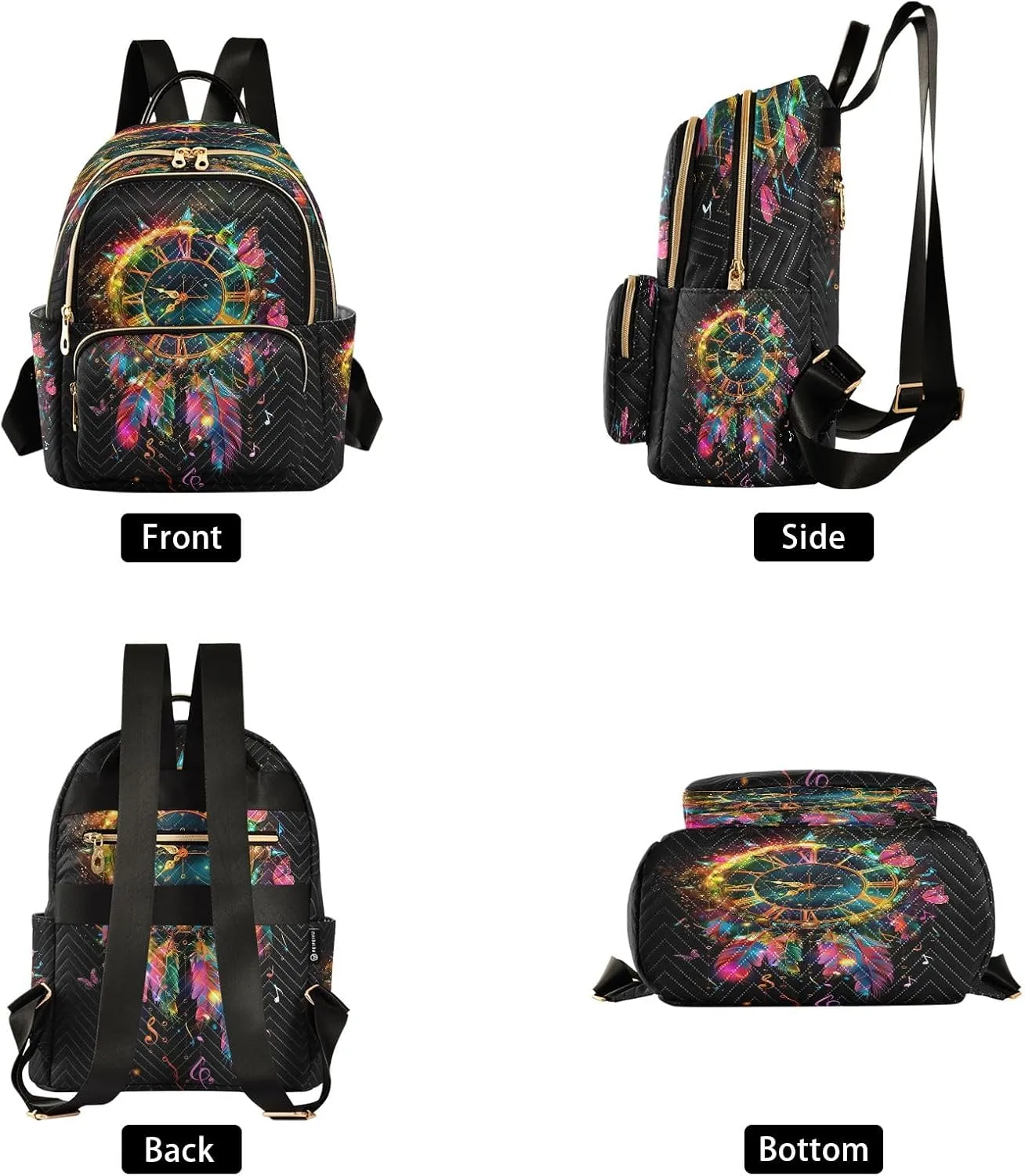 SUABO A Clock with Roman Numerals Backpack Purse Ladies Rucksack Travel Shoulder Bag Casual Daily Backpack
