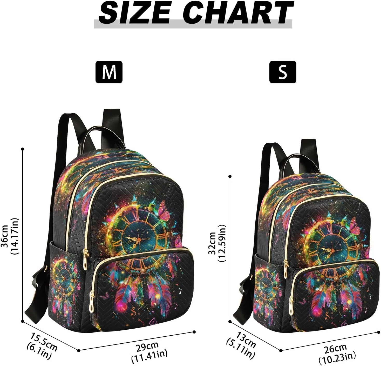 SUABO A Clock with Roman Numerals Backpack Purse Ladies Rucksack Travel Shoulder Bag Casual Daily Backpack