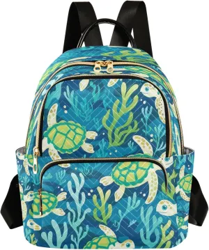 SUABO Green Turtles Seaweed Backpack Purse Ladies Rucksack Travel Shoulder Bag Casual Daily Backpack