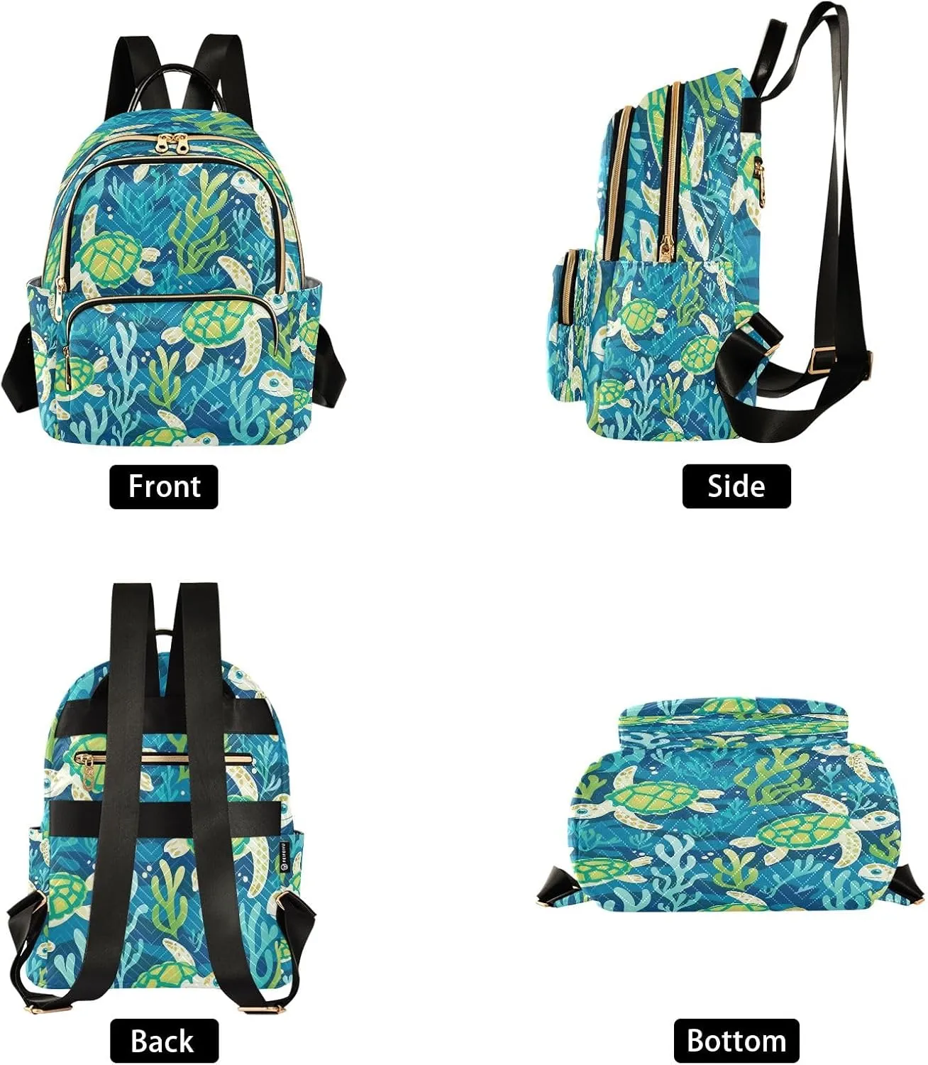 SUABO Green Turtles Seaweed Backpack Purse Ladies Rucksack Travel Shoulder Bag Casual Daily Backpack
