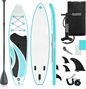 SUDOO 10FT Ultra-Light Inflatable SUP | 10'×30'' Compact Design | Non-Slip EVA Deck | Stable for Youth & Adults | Full SUP Accessories Set (Paddle, Leash, Pump)