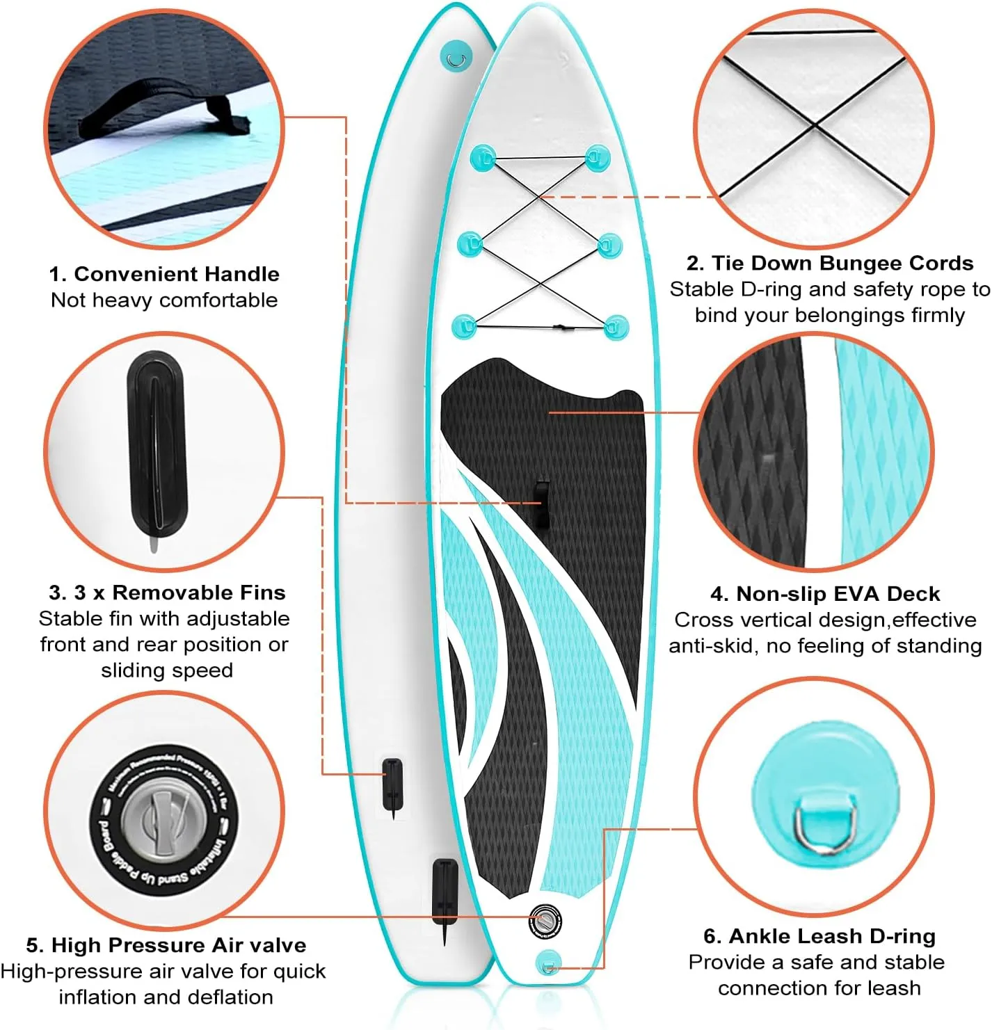 SUDOO 10FT Ultra-Light Inflatable SUP | 10'×30'' Compact Design | Non-Slip EVA Deck | Stable for Youth & Adults | Full SUP Accessories Set (Paddle, Leash, Pump)