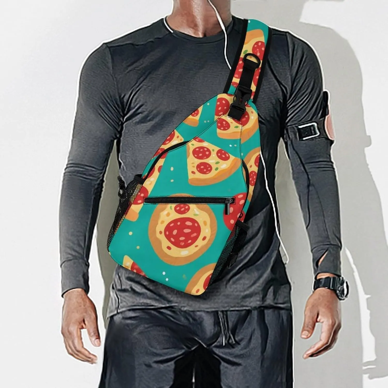 Supdreamc Sling Bag Backpack for Men Women Multipurpose Anti-Theft Satchel Bookbags Travel Rucksack Daypack Bookbag, Pepperoni Pizza Art Shoulder Crossbody Bag Chest Pack