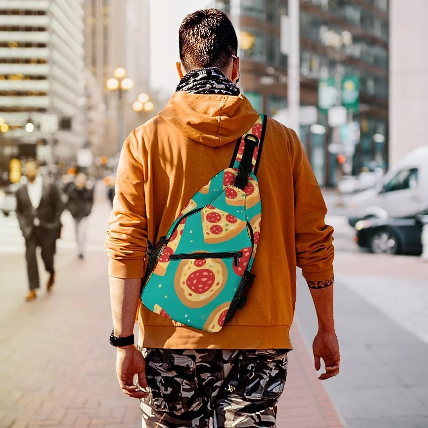Supdreamc Sling Bag Backpack for Men Women Multipurpose Anti-Theft Satchel Bookbags Travel Rucksack Daypack Bookbag, Pepperoni Pizza Art Shoulder Crossbody Bag Chest Pack
