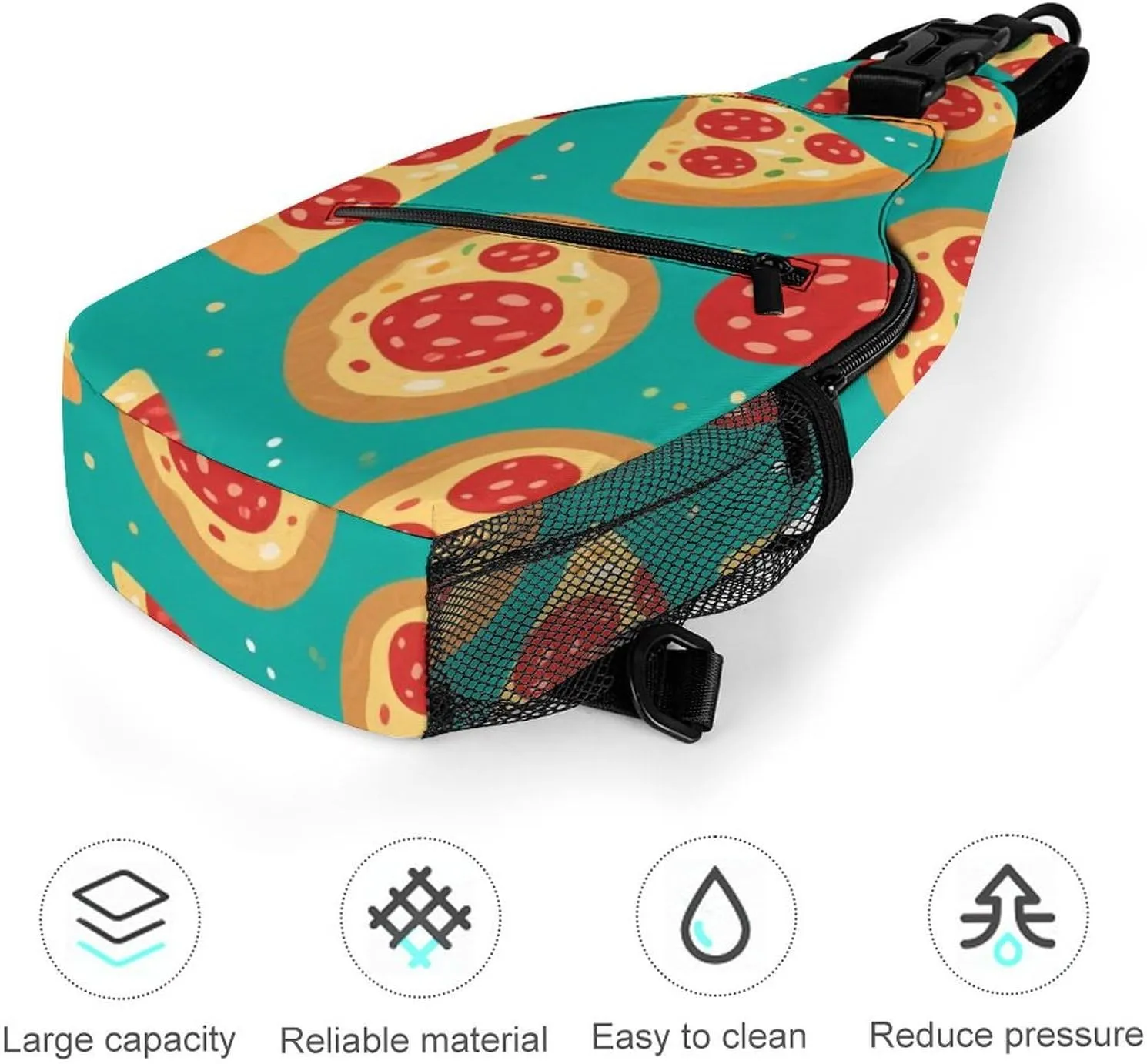 Supdreamc Sling Bag Backpack for Men Women Multipurpose Anti-Theft Satchel Bookbags Travel Rucksack Daypack Bookbag, Pepperoni Pizza Art Shoulder Crossbody Bag Chest Pack