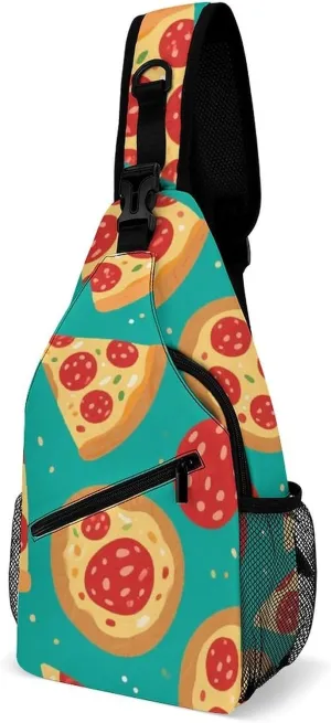 Supdreamc Sling Bag Backpack for Men Women Multipurpose Anti-Theft Satchel Bookbags Travel Rucksack Daypack Bookbag, Pepperoni Pizza Art Shoulder Crossbody Bag Chest Pack