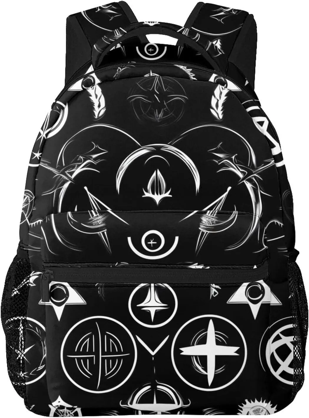 Supernatural Symbols Black Print Laptop Backpack Stylish Bookbag College Daypack Travel Business Work Bag For Men Women