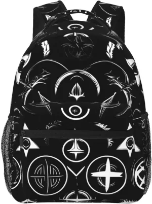 Supernatural Symbols Black Print Laptop Backpack Stylish Bookbag College Daypack Travel Business Work Bag For Men Women