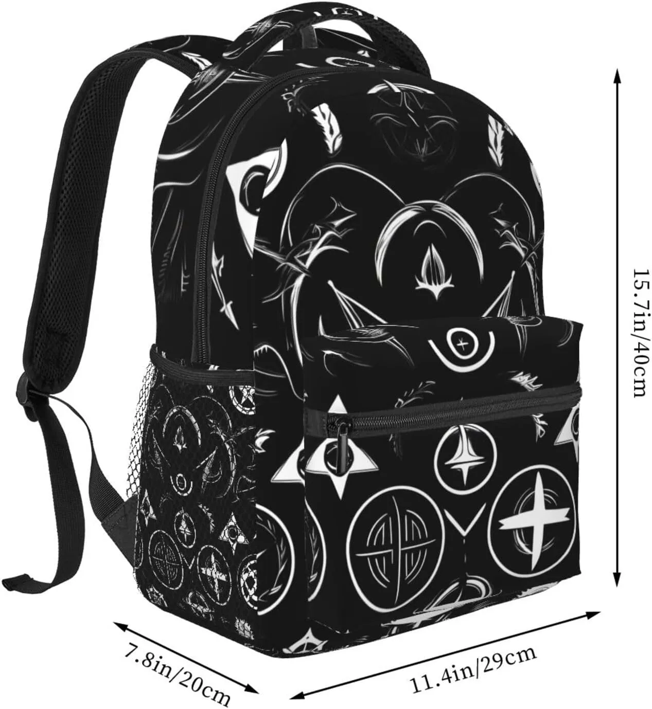 Supernatural Symbols Black Print Laptop Backpack Stylish Bookbag College Daypack Travel Business Work Bag For Men Women