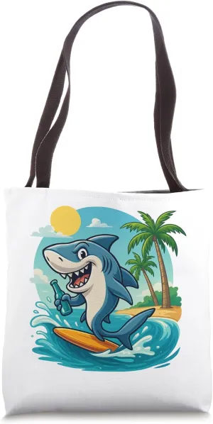 Surfing Shark - Wildlife Sea Lover Marine Biology Tote Bag