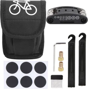 SYH&AQYE Portable Bike Repair Tool Kit, 16 in 1 Bike Multitool with Tire Levers, Foldable Bike Multitool Cycling Tool Kit for Road Mountain Bikes